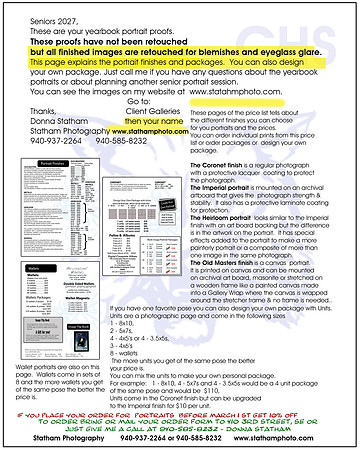 senior info sheet