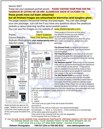 senior info sheet